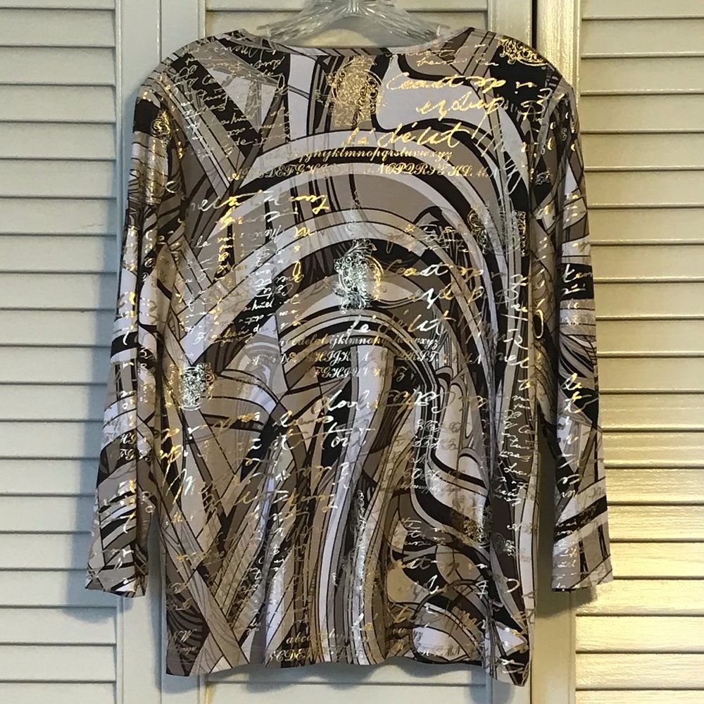 Allison Daley Black and Gold Script Blouse - Picture 3 of 6